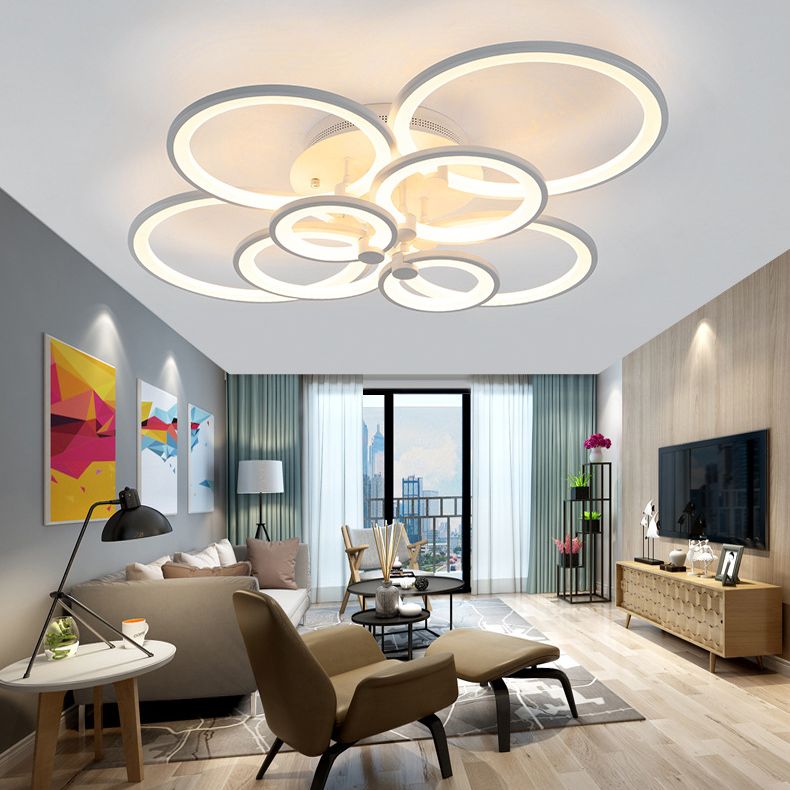 Modern Circular Shade LED Indoor Ceiling Light with Acrylic Shade Semi Flush Mount