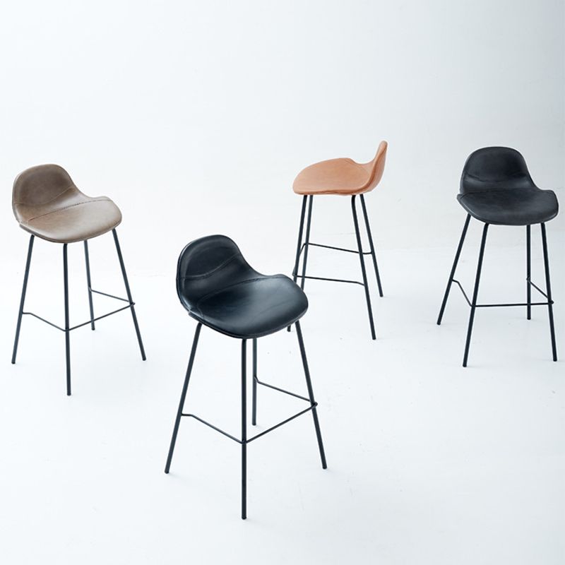 Leather Armless Bar Stool Modern Backrest Counter Stool for Dining Room