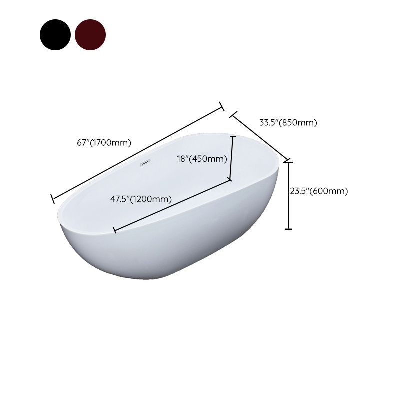 Modern Soaking Bathtub Oval with Drain Acrylic Freestanding Bath Tub