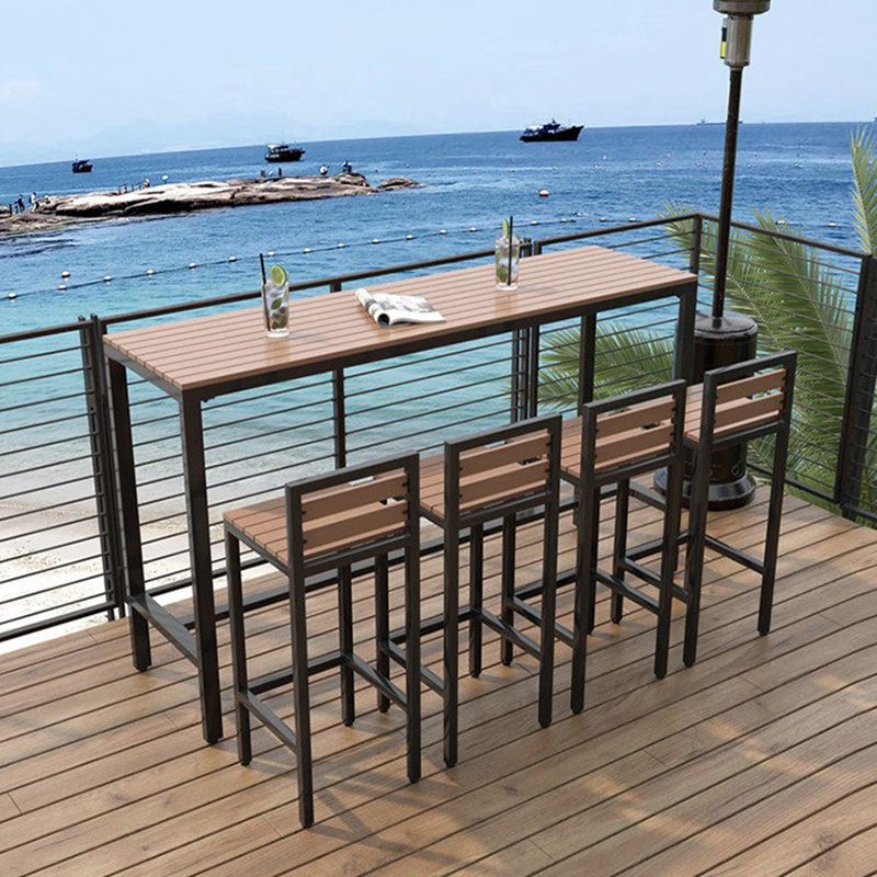 Industrial Metal Base Bar Table Pub Height Dining Table for Patio Use