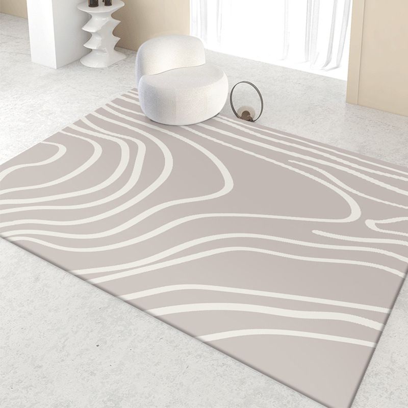 Simple Lines Rectangle Shape Rug Living Room Carpet Polyester Washable Area Rug