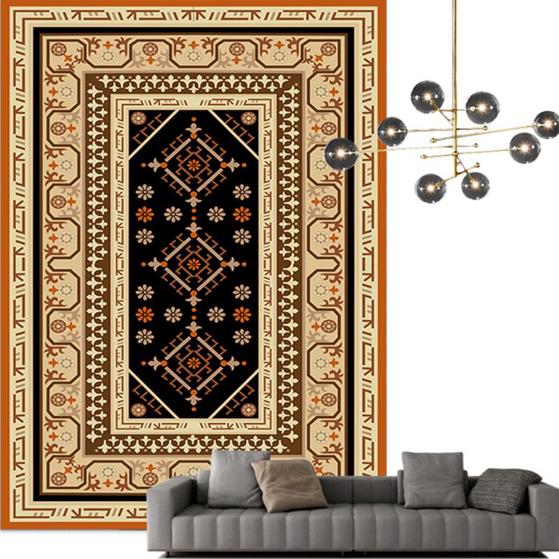 Traditional Multi Color Moroccan Rug Polypropylene Flower Carpet Anti-Slip Backing Pet Friendly Stain Resistant Rug for Living Room