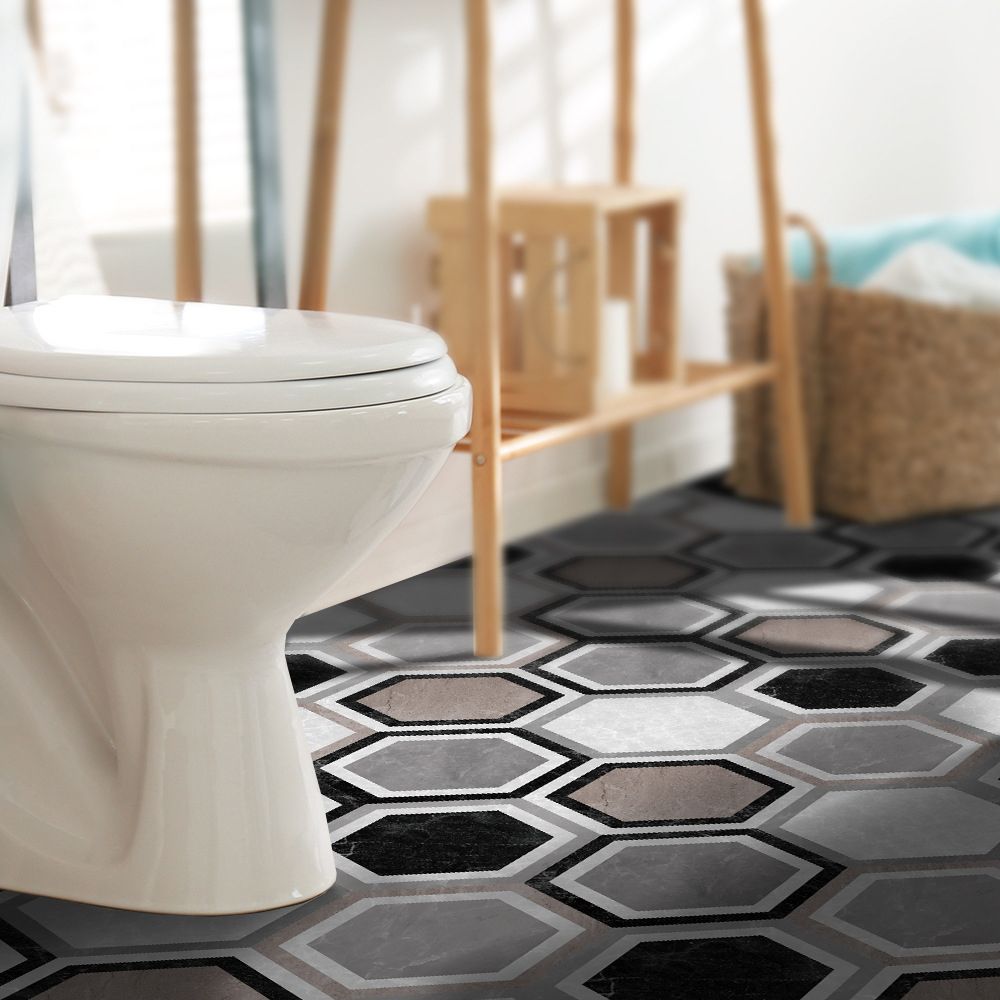 Peel & Stick Vinyl Flooring Matte Dark Vinyl Flooring with Brick Look