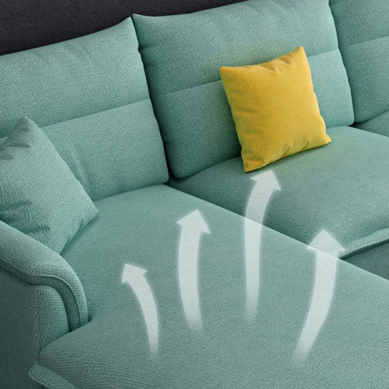 Pillow Top Arm Sectional 4-seater Fabric L-shape Sectional with Pillows