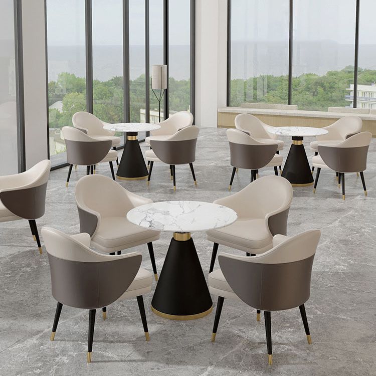 Modern Style Sintered Stone White Dining Room Set with Round Table Formal Dining Table Furniture