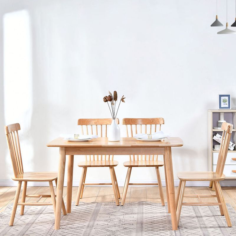 Contemporary Solid Wood Standard Dining Set Rectangle Kitchen Dining Set with 4 Legs Table