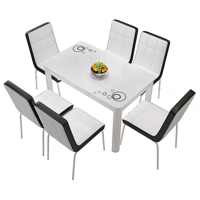 Glass Top Dining Table Modern Rectangle Dining Table with 4 Legs
