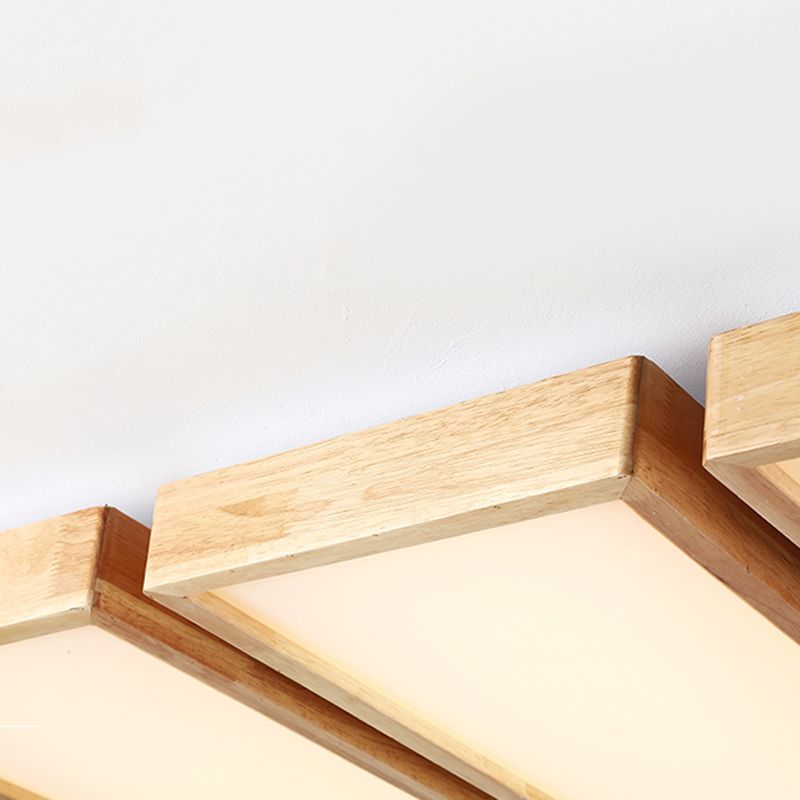 Plafonnier LED Log Color de simplicité moderne, plafonnier rectangulaire en bois avec abat-jour en acrylique