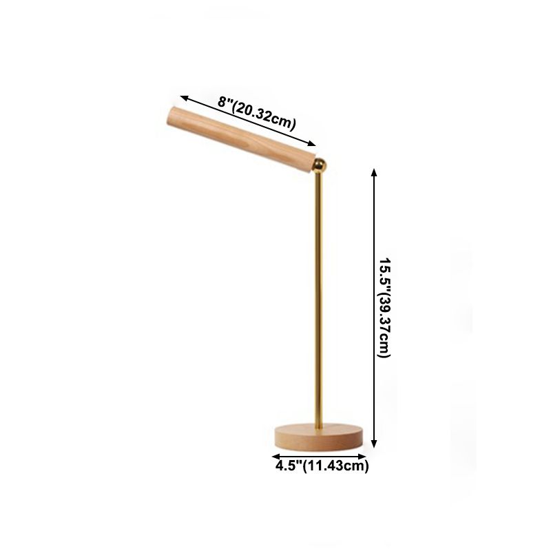 1 Light Linear Table Light Contemporary Wood Night Table Lamps for Study Room in Brown