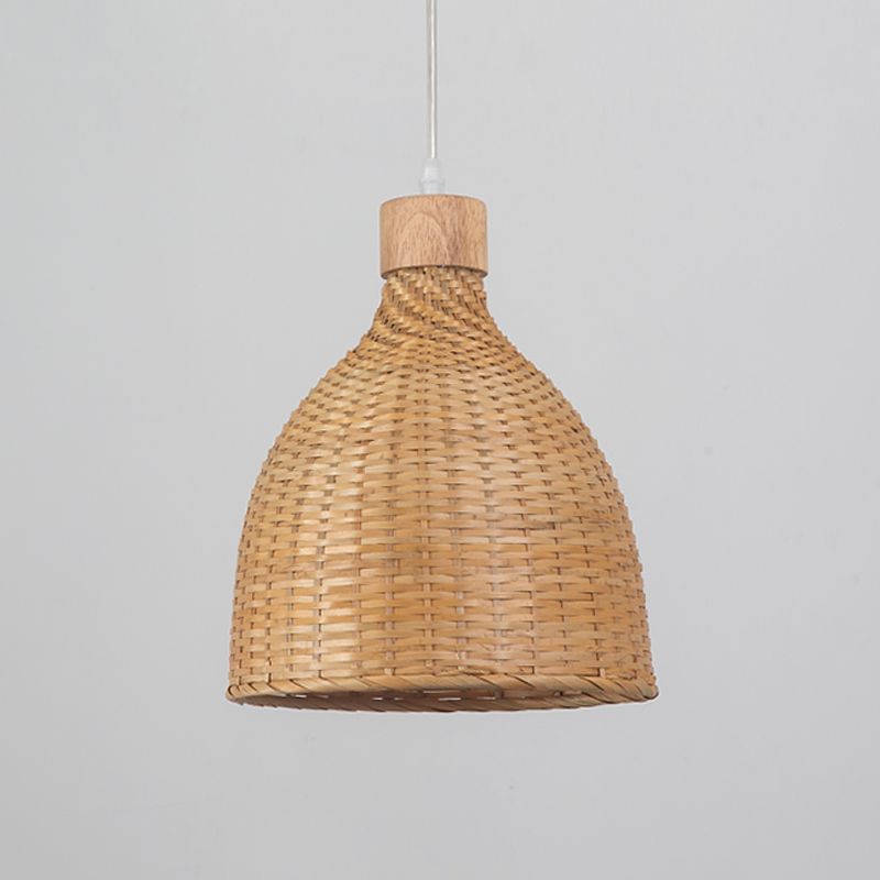 Zwiebel/Regentropfen/Bell -Bambus -Anhänger Beleuchtung Asien 1 Licht beige hängende Leuchte über Tisch, 10,5 "/17"/18 "W.