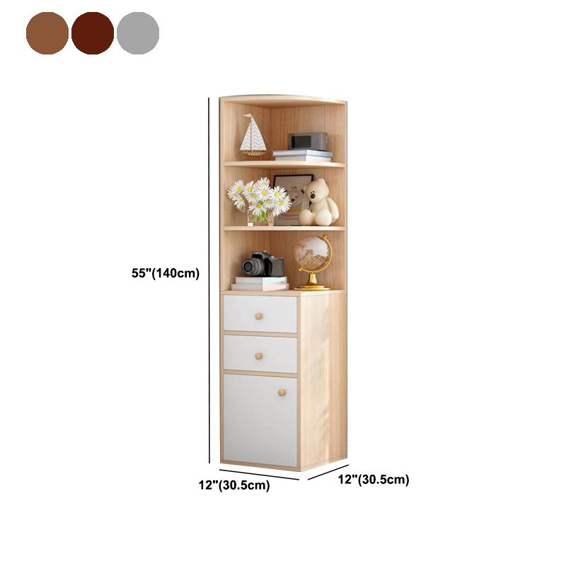 Modern Engineered Wood Book Shelf Corner Vertical Shelf Bookcase for Bedroom