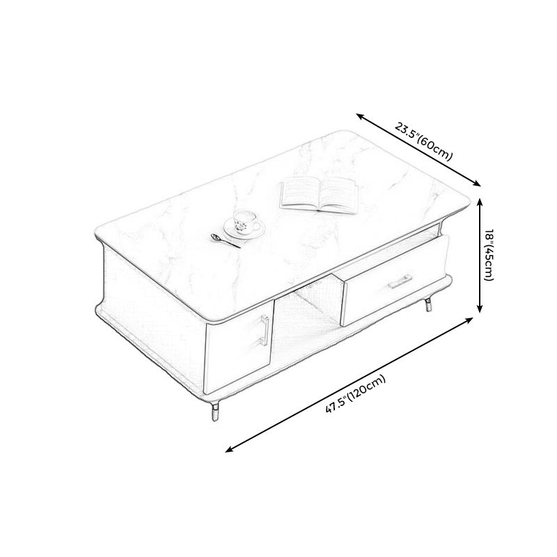 Modern Style Slate White/grey/black Top Rectangular Coffee Table