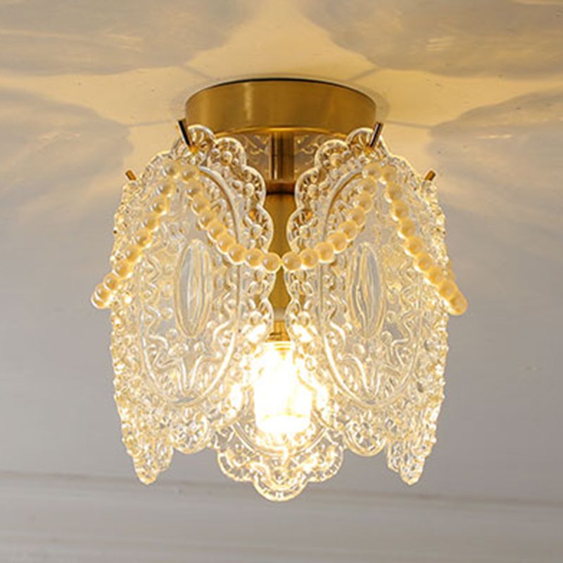 Modern Simple Ceiling Light Geometry Shape Ceiling Lamp with Glass Shade for Bedroom