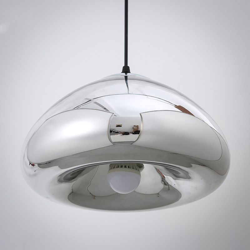 7 "/12" W doppelwalzige Anhängerbeleuchtung postmoderne Silber/Gold/Bronze -Glas 1 Glühbirne Schwarz Deckenhängung Lampe über Tisch