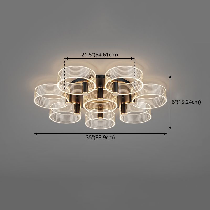 1-Circulo de luz moderno de luz de descarga de luz LED techo de metal LED montado para la sala de estar