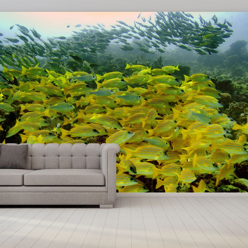 Tropical Beach Style Seabed Mural Mildew Resistant Wallpaper for Sleeping Room