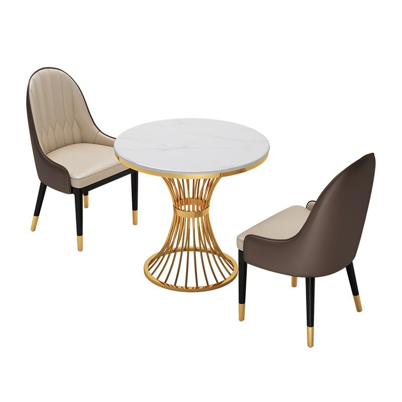 Scandinavian Sintered Stone Dining Room Set Standard Height with Gold Base Dining Furniture