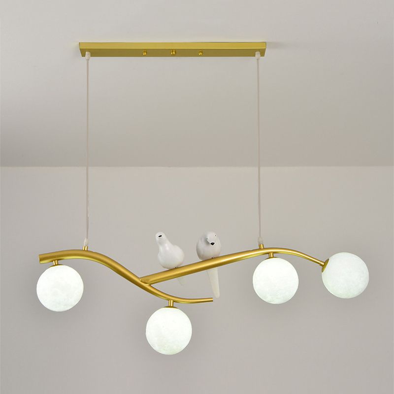 Modern Style Ball Shade Pendant Lighting 4-Lights Glass Hanging Lamp for Dining Room
