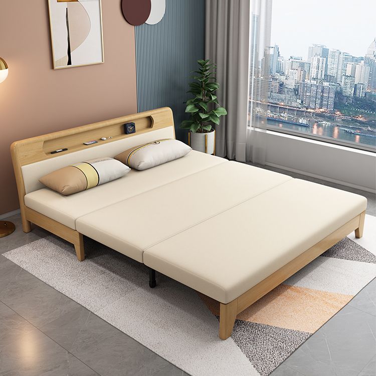 33.46" Wide Futon Sofa Bed with Storage Foldable Yellow Contemporary