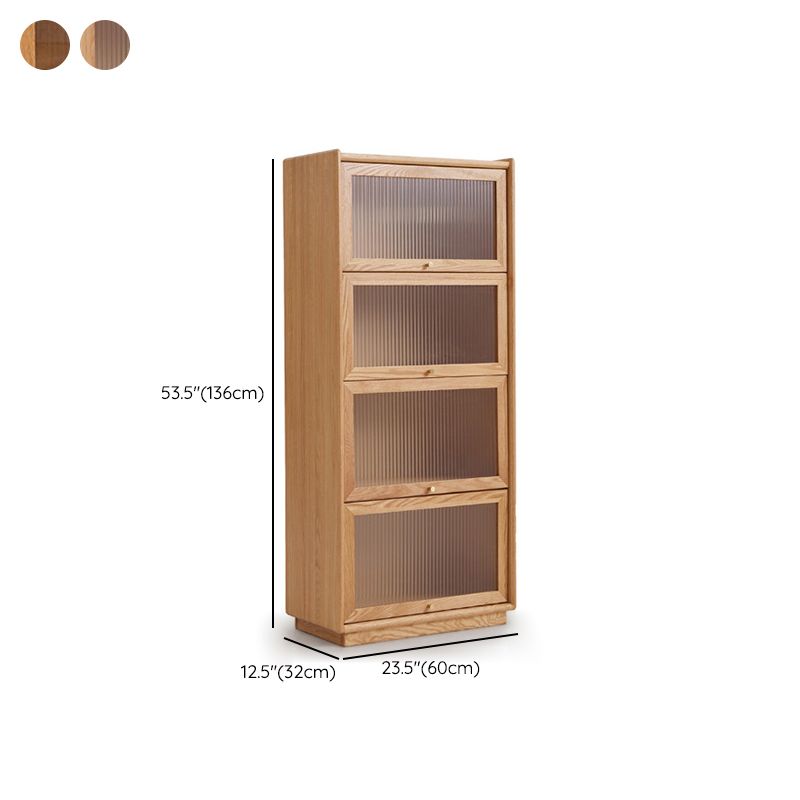 Contemporary Sideboard Cabinet Oak Glass Doors Sideboard Table for Dining Room