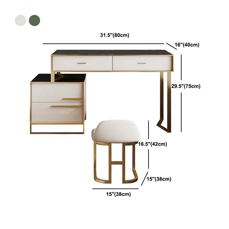 Luxurious Metal Make-up Vanity 4 Solid Wood Drawers Dressing Table