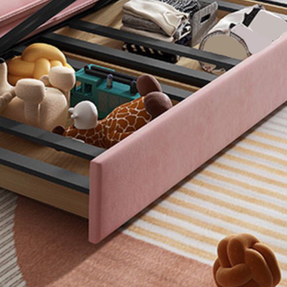 Pink Pillow Back Loveseat Foldable Sleeper Sofa with Storage