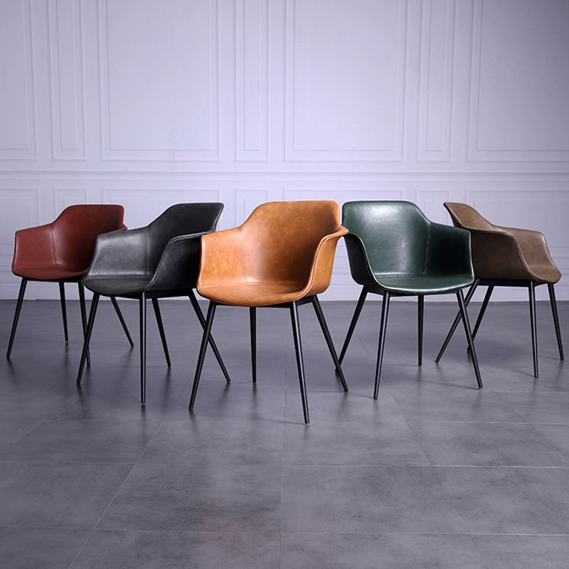 Industrial Metal Dining Room Armchair Upholstered Side Leather Chairs for Home Use
