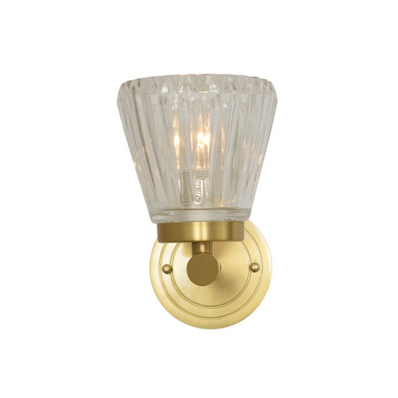 Crystal Cone Wall Sconce Modernism 1 Light Brass Sconce Light Fixture for Bedside