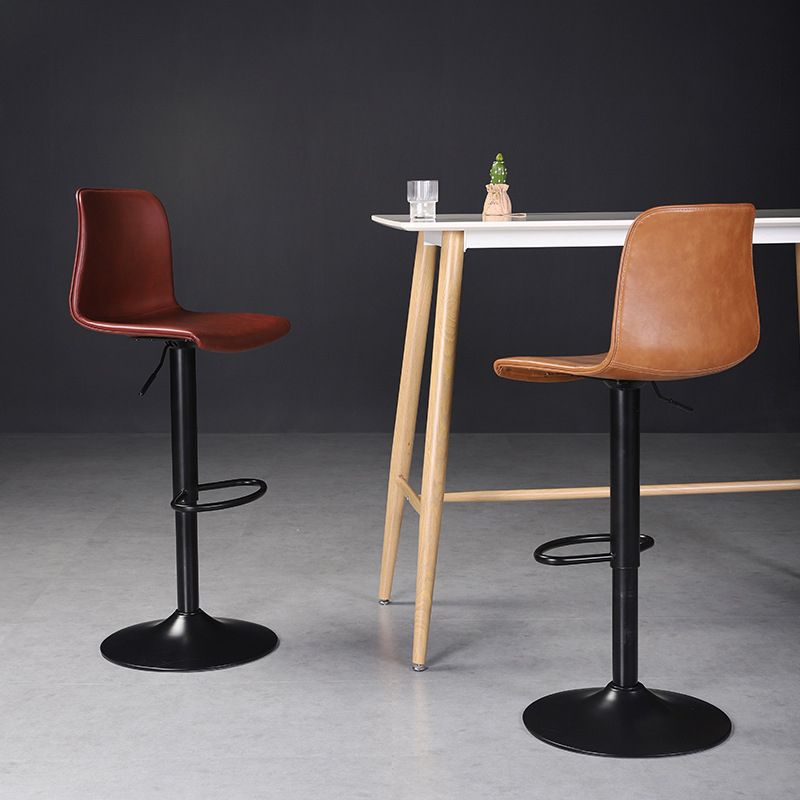 Scandinavian Adjustable Height Stool Leather Counter Stool with Footrest