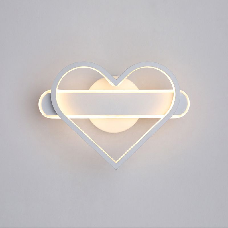 Heart Shaped Aluminum LED Wall Lamp 9.5" H Simplicity Lines Acrylic Sconce Lighting Fixture for Bedroom
