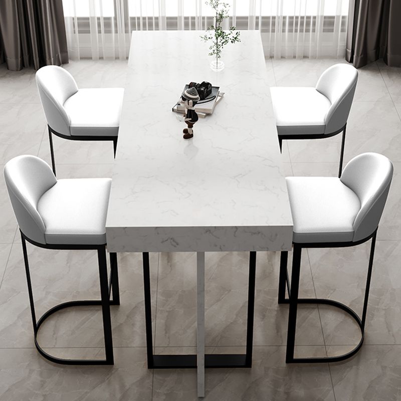 Modern Bar Table Set 1/2/5 Pcs Faux Marble Rectangular Bar Set for Indoor