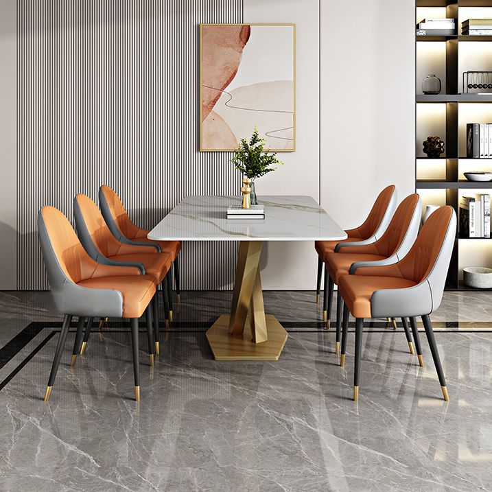 Traditionele luxe rechthoekige eettafel stenen meubilair met voetstuk