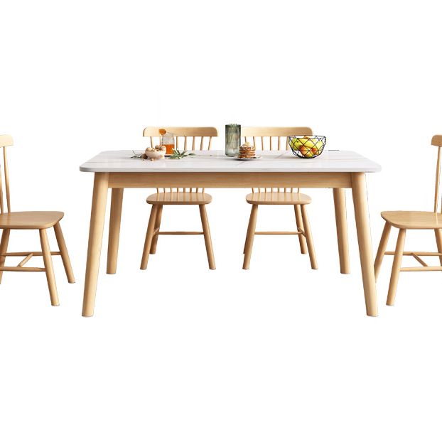 Rubberwood Solid Wood Dining Table Simplicity Dining Table with 4 Legs