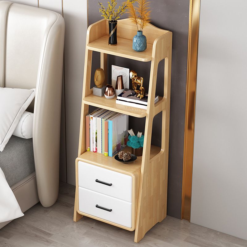 Ladder Bookshelf Modern Wood Bookcase with Drawer Storage 47" H X 14" W