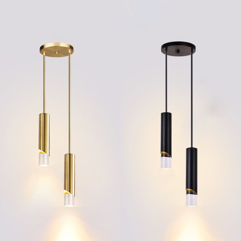 Acryl cilindrisch LED hanglamp in moderne creatieve stijl smeedijzeren hangende lamp voor slaapkamer