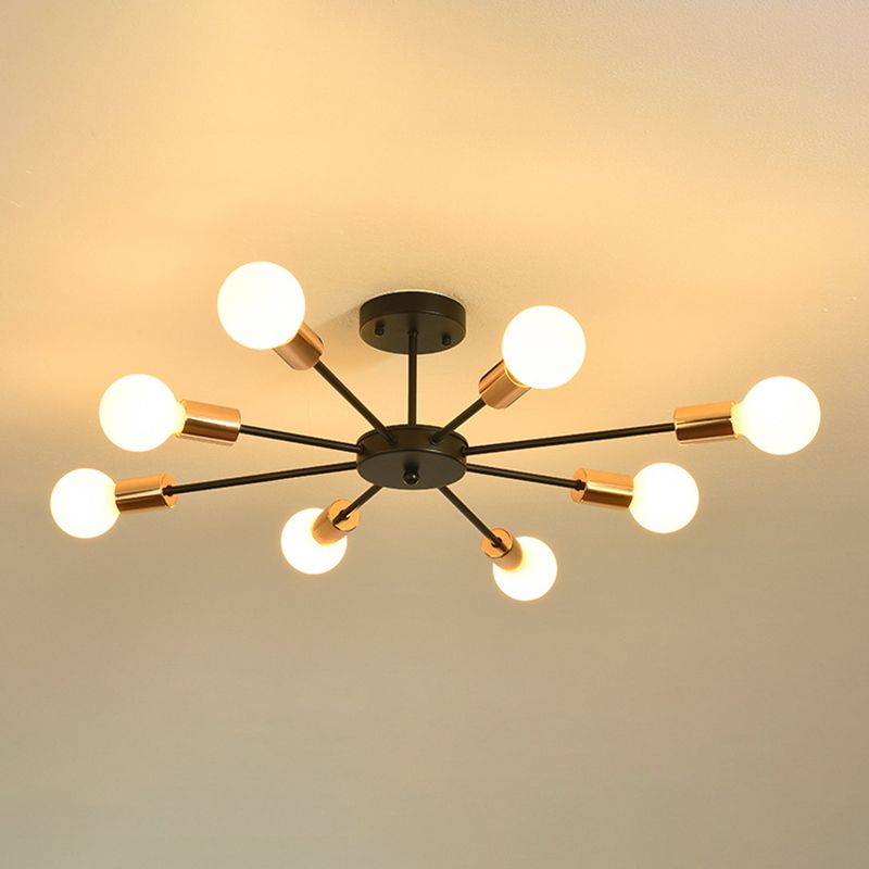 Blootgestelde metalen semi-gemonteerde verlichting Loft-stijl woonkamer semi-inbouwlamp in zwart