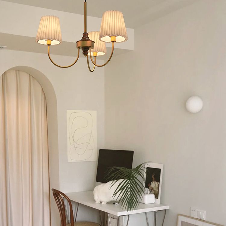 Cone Chandelier Light Traditional 3-Light Suspension Light with Fabric Shade