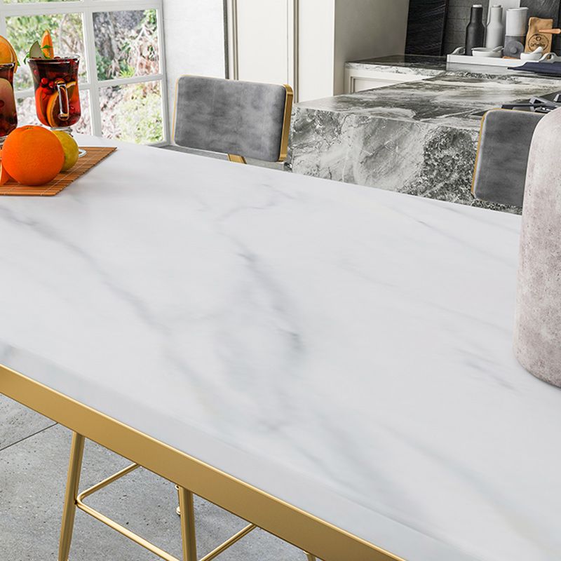 Stone Bar Dining Table Modern Rectangle Bar Table with 4 Legs Pedestal for Kitchen