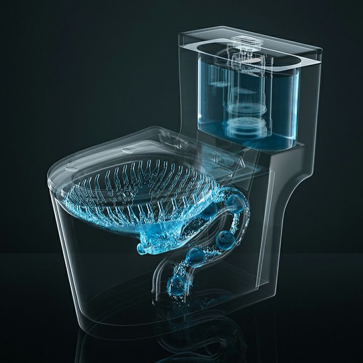 Traditional Toilet Bowl One Piece Floor Mounted Siphon Jet Porcelain Toilet