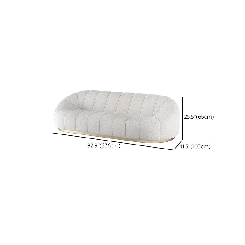 Contemporary Wool Standard Sofa, Sloped Arm Sewn Pillow Back Seating in White