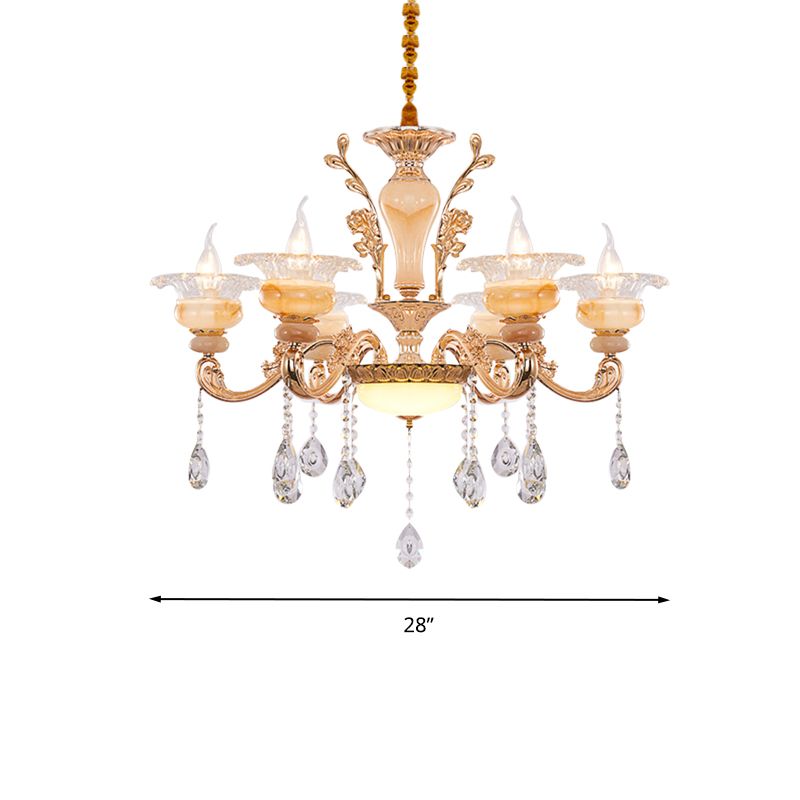 Candelabra Gold Candelabra Candelier Modern Crystal Drop 6/8/10 Lights Light Soall Light