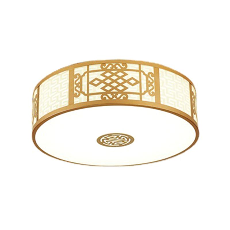 Cylindrical Wrought Iron Ceiling Fixture in Traditional Creative Style Fabrics Flush Mount for Dining Room