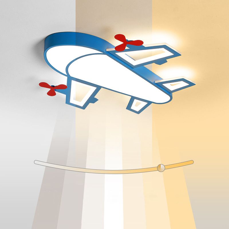Airplane Acrylic Ceiling Lighting Childrens LED Blue Flush Mounted Lamp for Bedroom