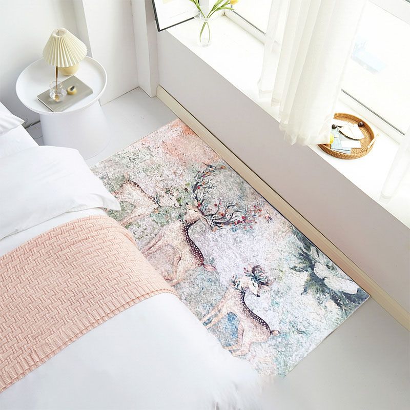 Navy Modern Rug Animal Pattern Polyester Area Carpet Stain Resistant Rug for Bedroom