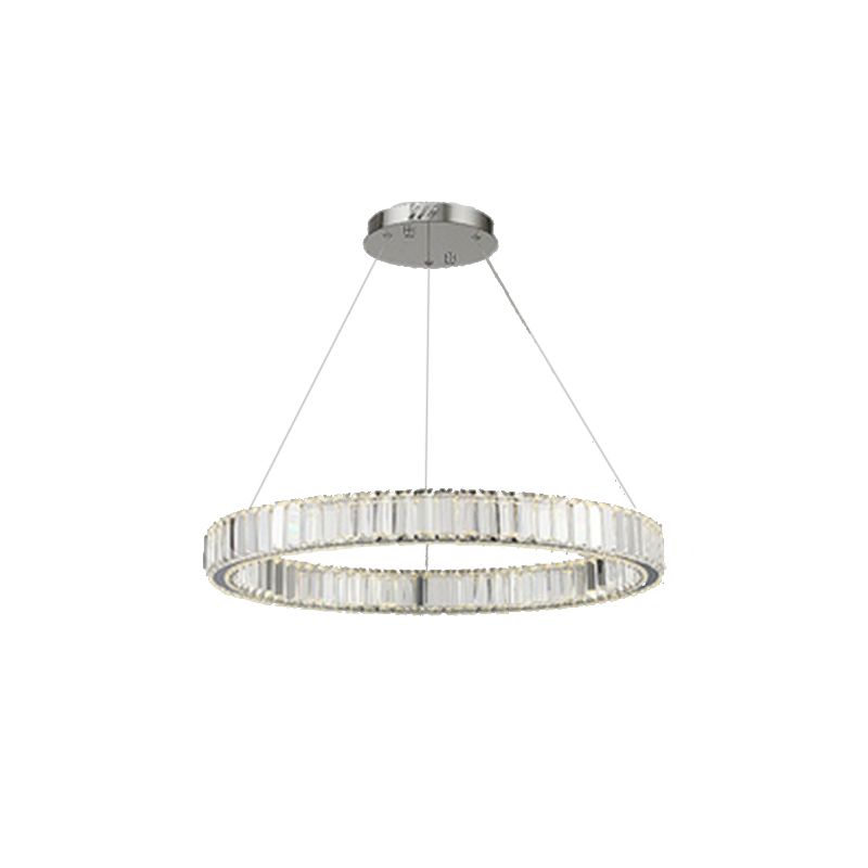 Modern Simple LED Chandelier Crystal Circular Pendant Light for Bedroom
