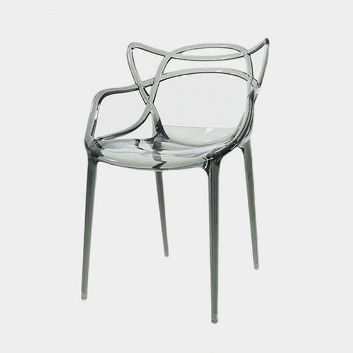 Scandinavian Arm Dining Chairs Plastic Low Back Dining Side Chair