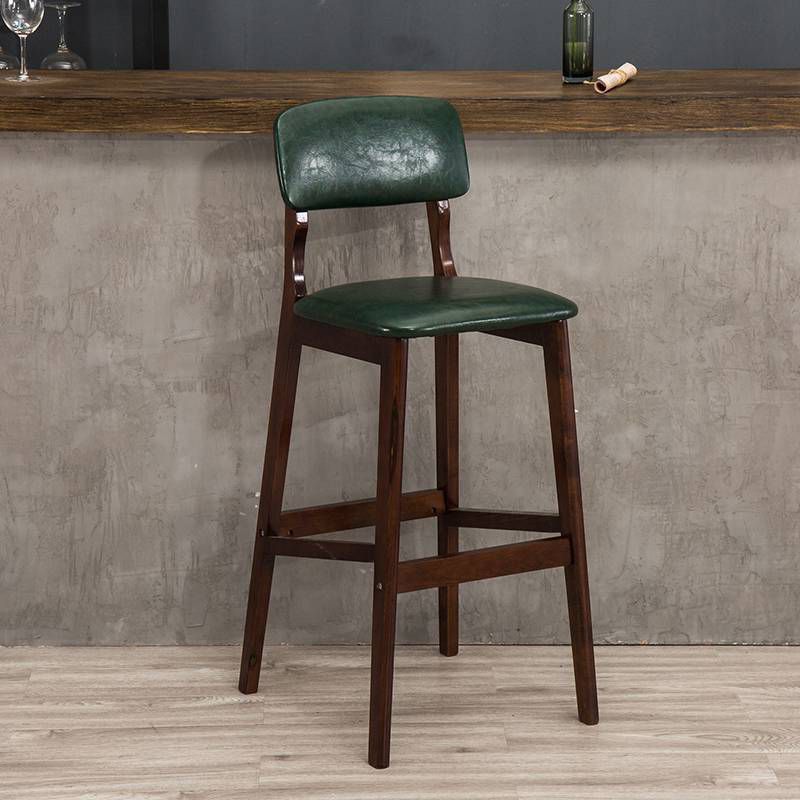 Industrial Style Bar-stool Square Seat Counter Bar Stool with Wooden Legs