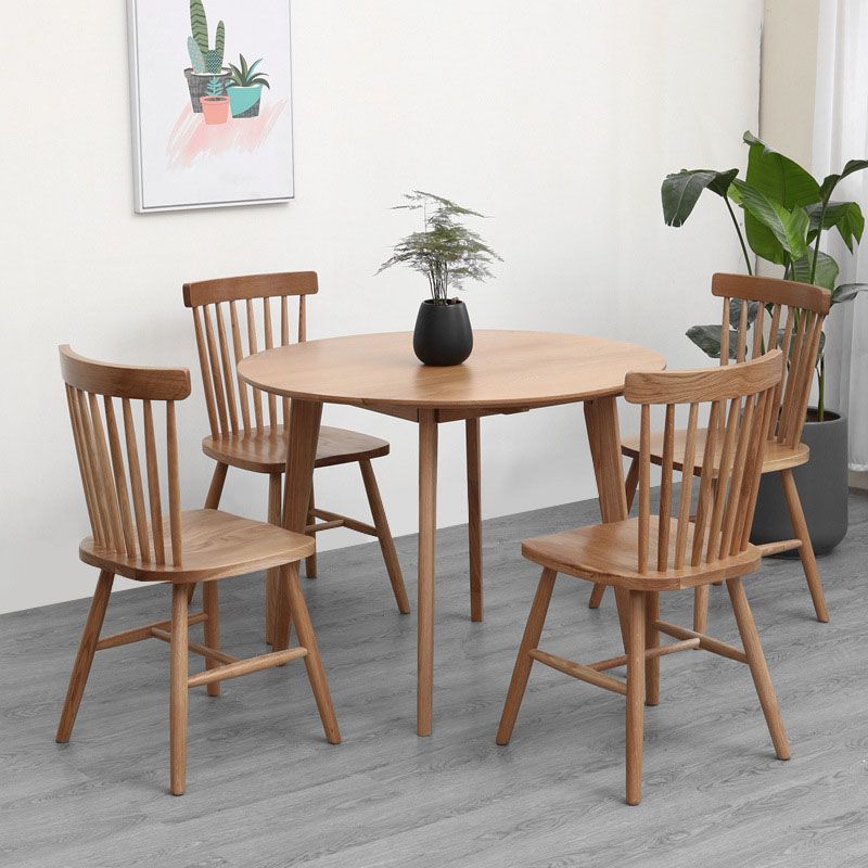 Solid Wood Top Dining Table Contemporary Round Dining Table with 4 Legs