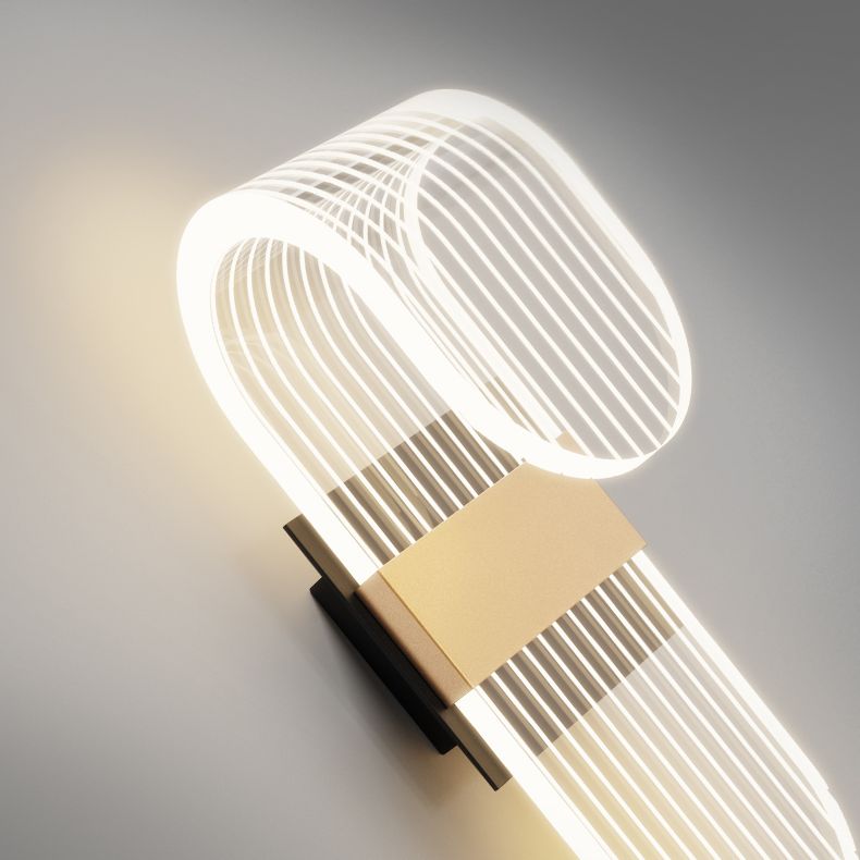 Shaded Sconce Light Fixture Minimalist Style Acrylic LED Bedroom Wall Light Fixture in Gold