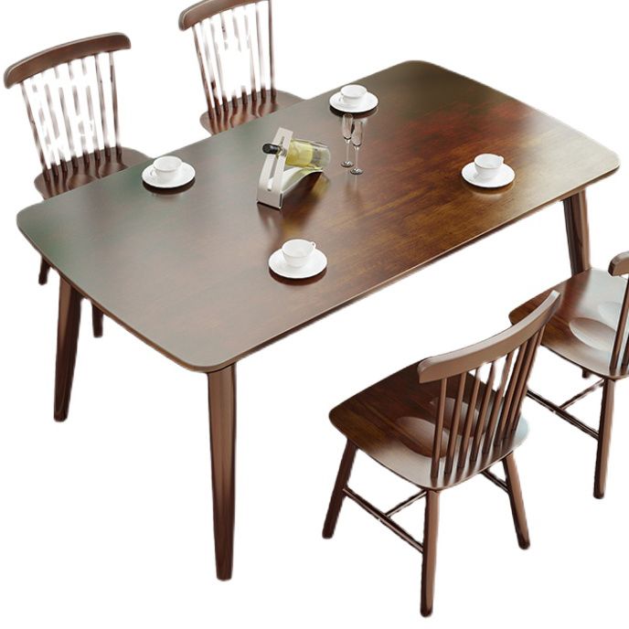 Rectangle 4 jambes Table à manger moderne Table brun Table fixe avec bois massif